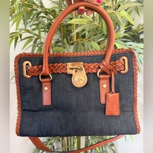 MICHAEL KORS Denim Leather Satchel EUC